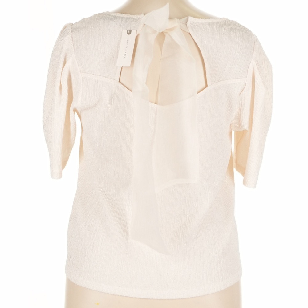 Anthropologie Sunday In Brooklyn Bow Back Blouse Ivory Women’s XL - Picture 3 of 7